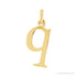 Sapphire Row Gold Initial Pendant - q, 14K Yellow Gold
