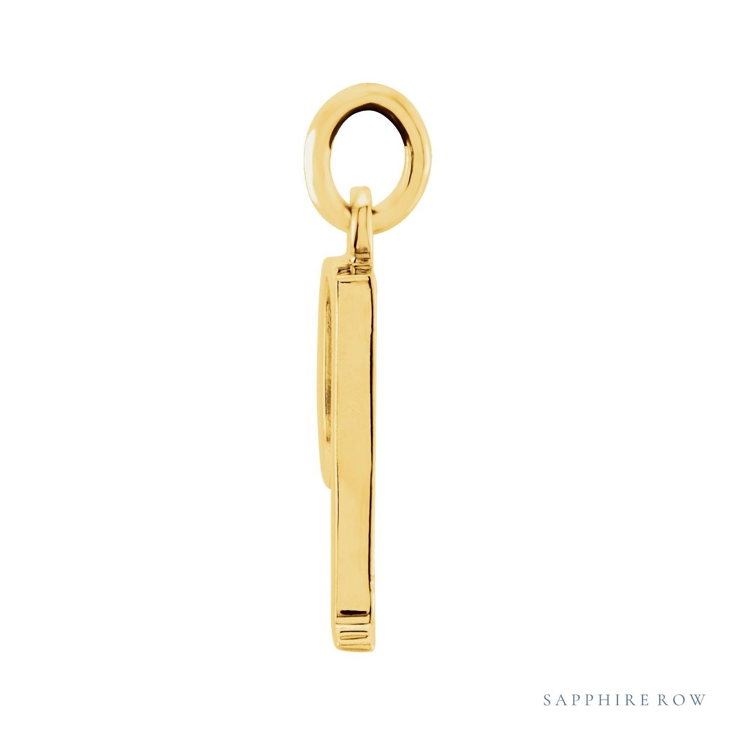 Sapphire Row Gold Initial Pendant - q, 14K Yellow Gold (view 2)