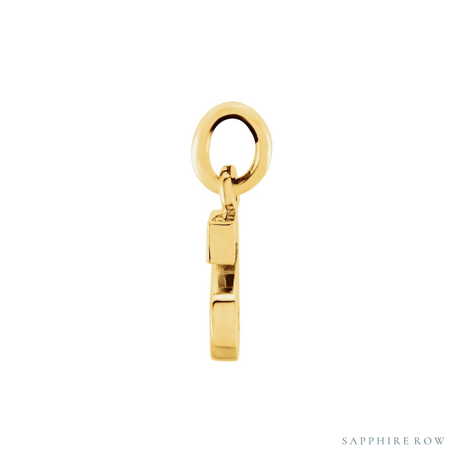 Sapphire Row Gold Initial Pendant - s, 14K Yellow Gold (view 2)