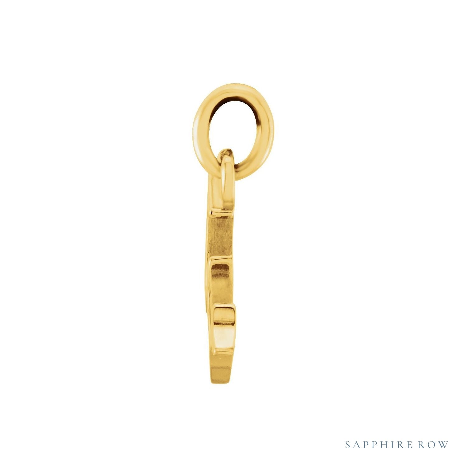 Sapphire Row Gold Initial Pendant - w, 14K Yellow Gold (view 2)