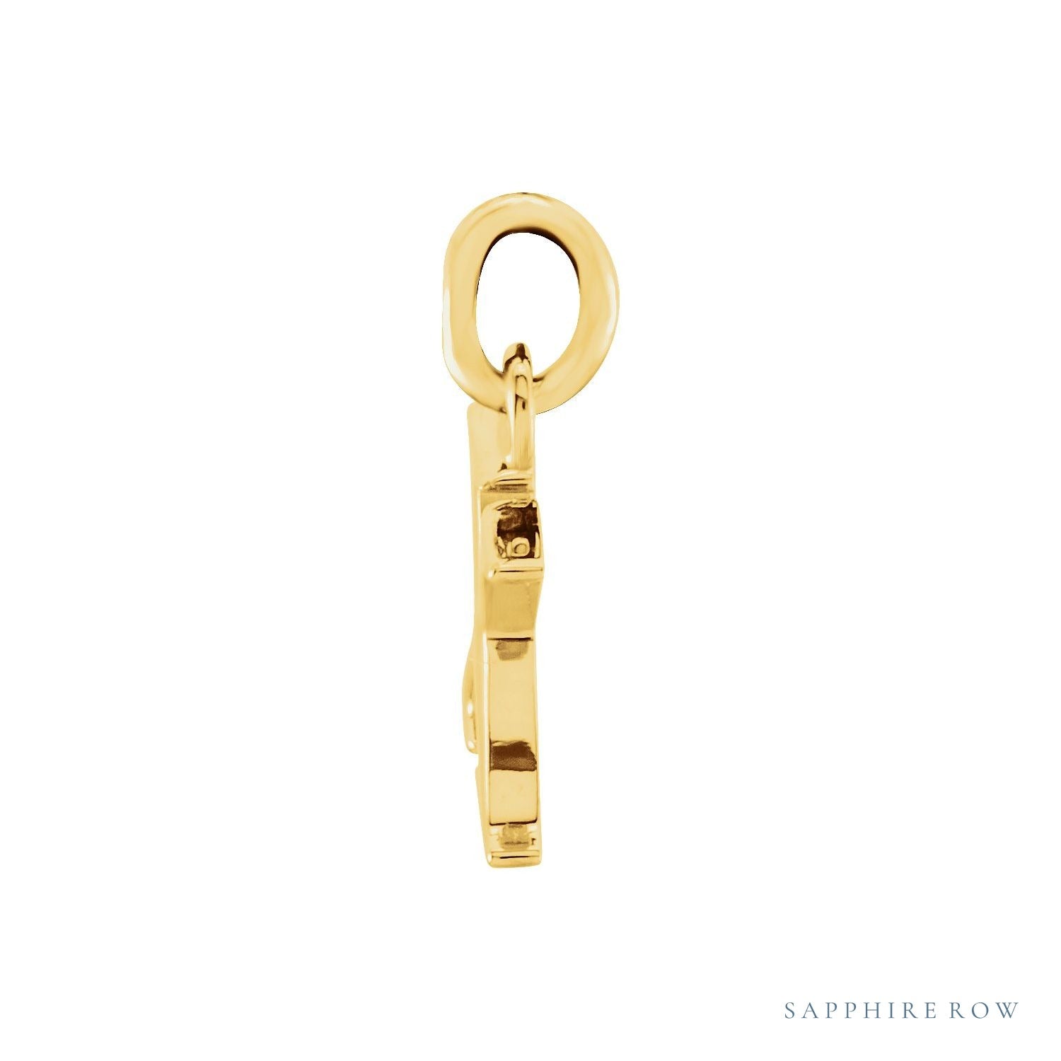 Sapphire Row Gold Initial Pendant - x, 14K Yellow Gold (view 2)