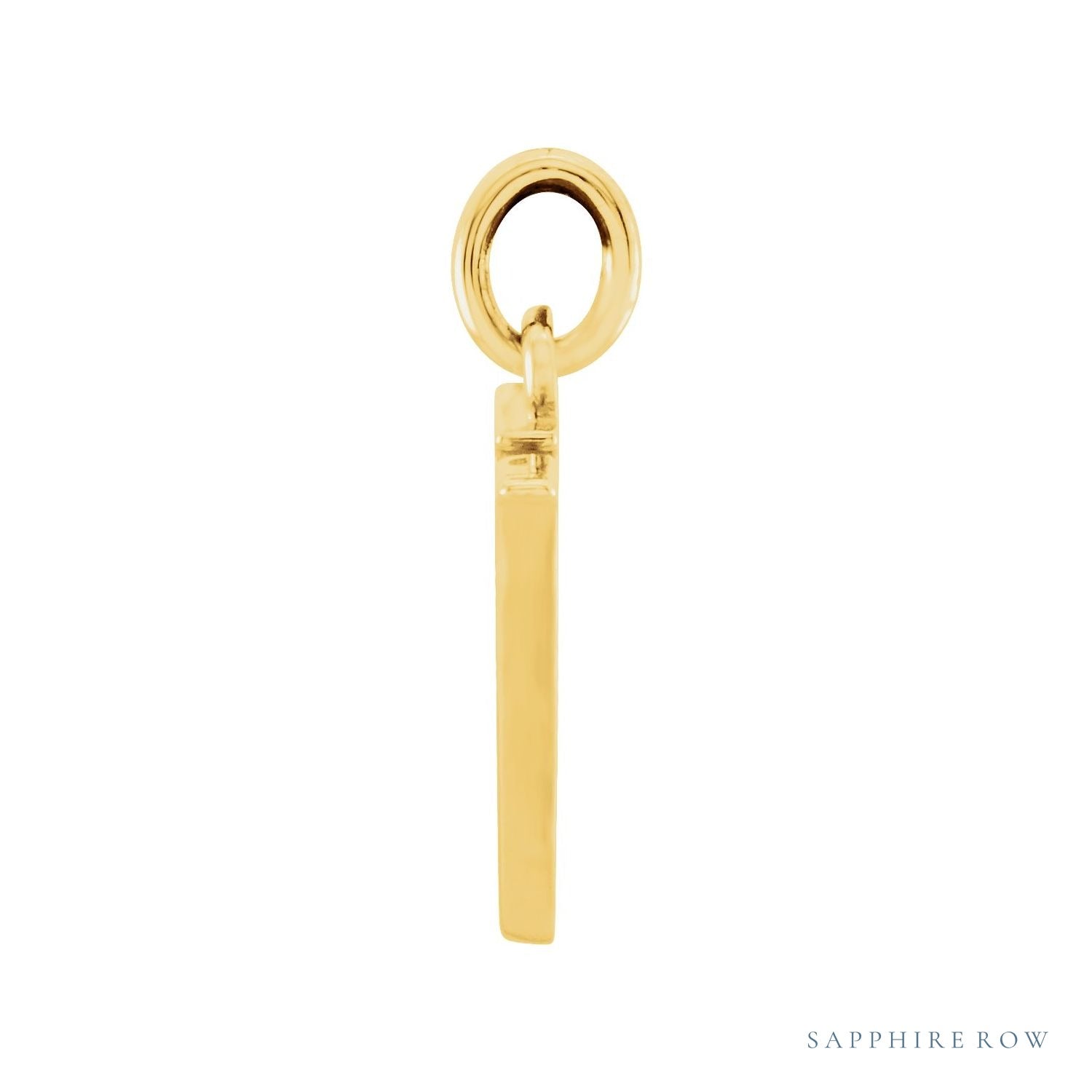 Sapphire Row Gold Initial Pendant - y, 14K Yellow Gold (view 2)