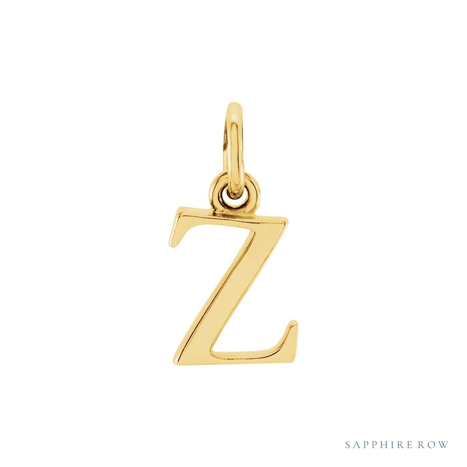 Sapphire Row Gold Initial Pendant - z, 14K Yellow Gold