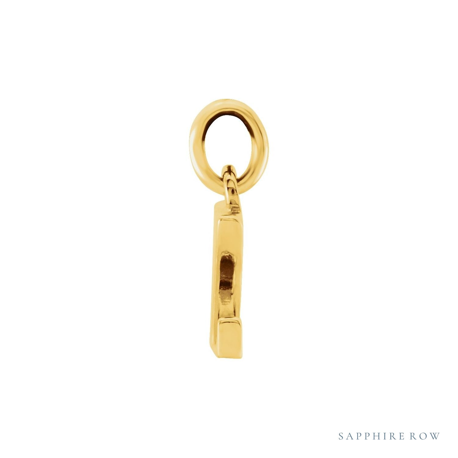Sapphire Row Gold Initial Pendant - z, 14K Yellow Gold (view 2)