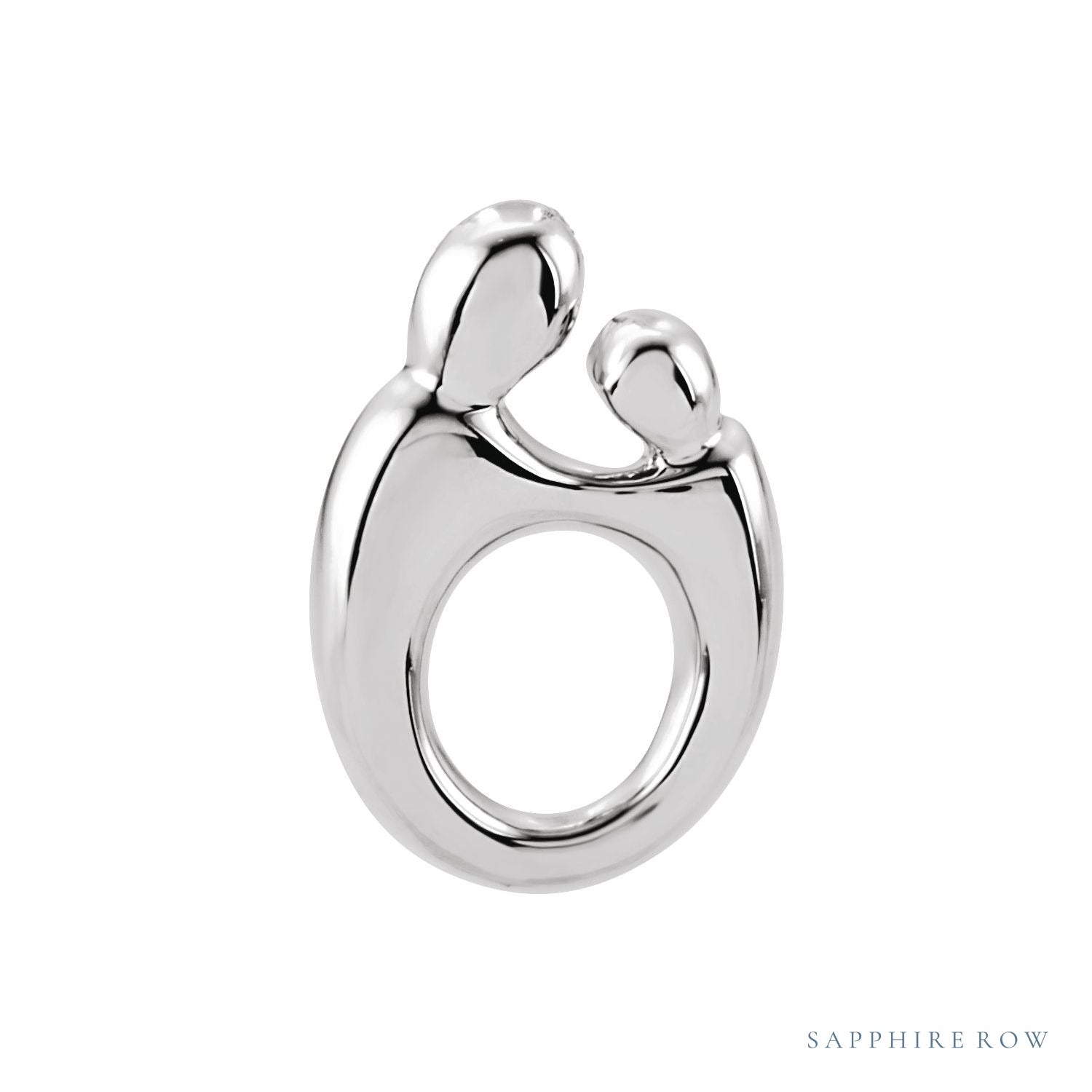 Sapphire Row Mother & Child Slide Pendant - 10K White Gold