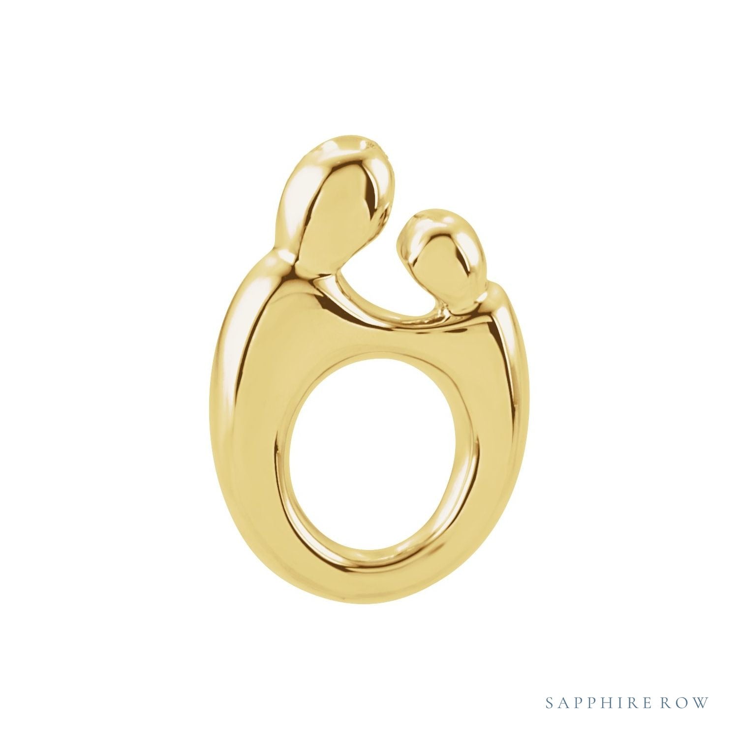 Sapphire Row Mother & Child Slide Pendant - 10K Yellow Gold