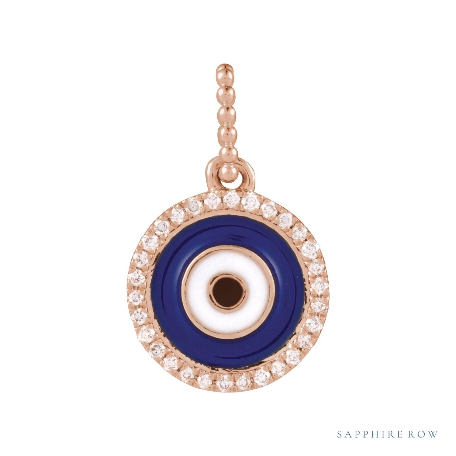 Sapphire Row Natural Diamond Pavé Evil Eye Pendant - 14K Rose Gold