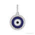 Sapphire Row Natural Diamond Pavé Evil Eye Pendant - 14K White Gold