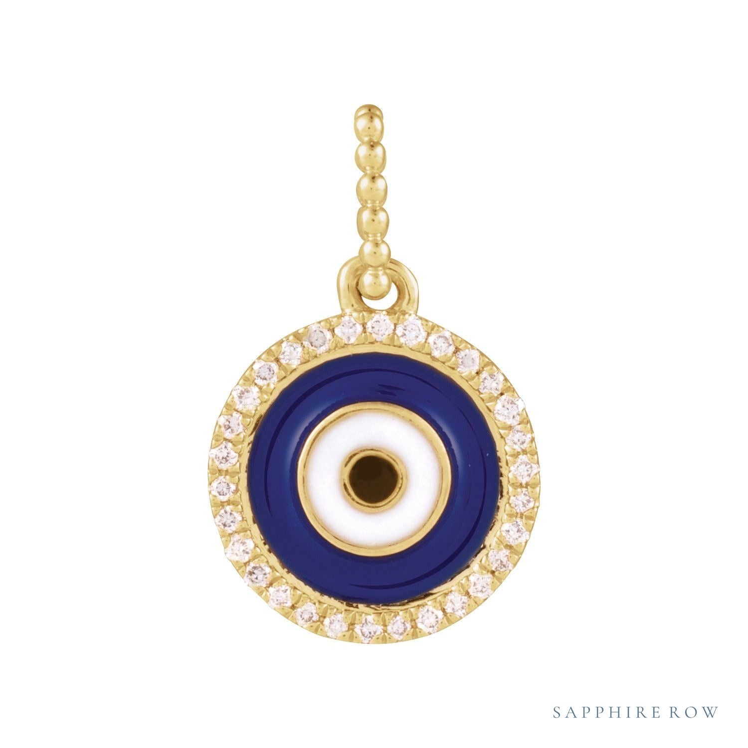 Sapphire Row Natural Diamond Pavé Evil Eye Pendant - 14K Yellow Gold