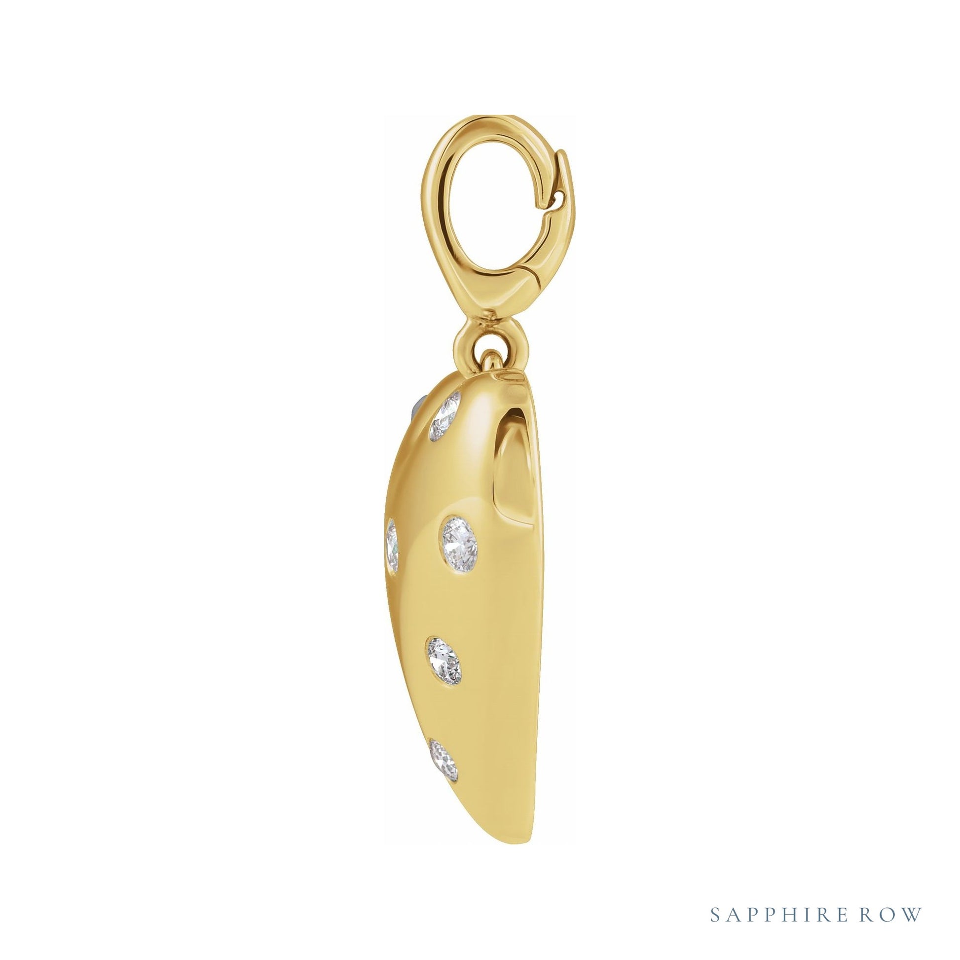 Sapphire Row Natural Diamond Puffed Heart Charm - 14K Yellow Gold (view 2)