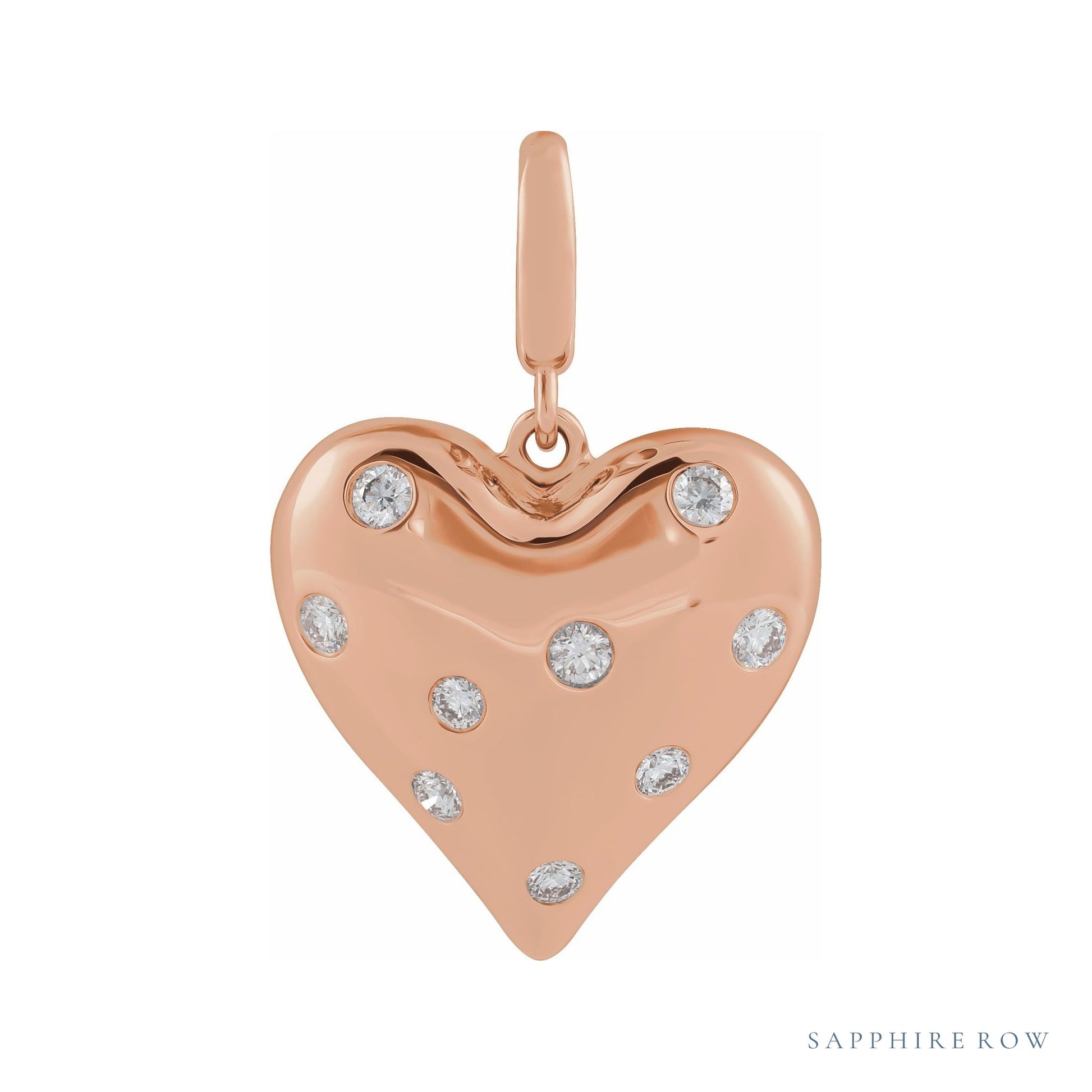 Sapphire Row Lab-Grown Diamond Puffed Heart Charm - 14K Rose Gold