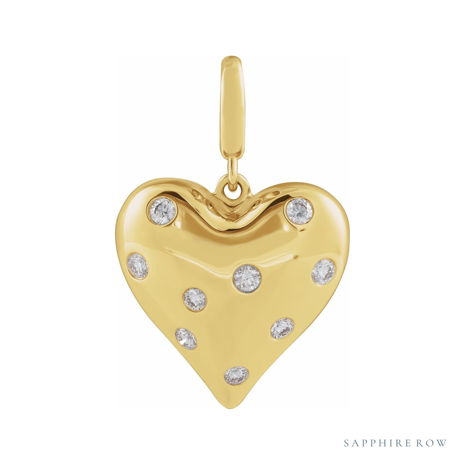 Sapphire Row Lab-Grown Diamond Puffed Heart Charm - 14K Yellow Gold