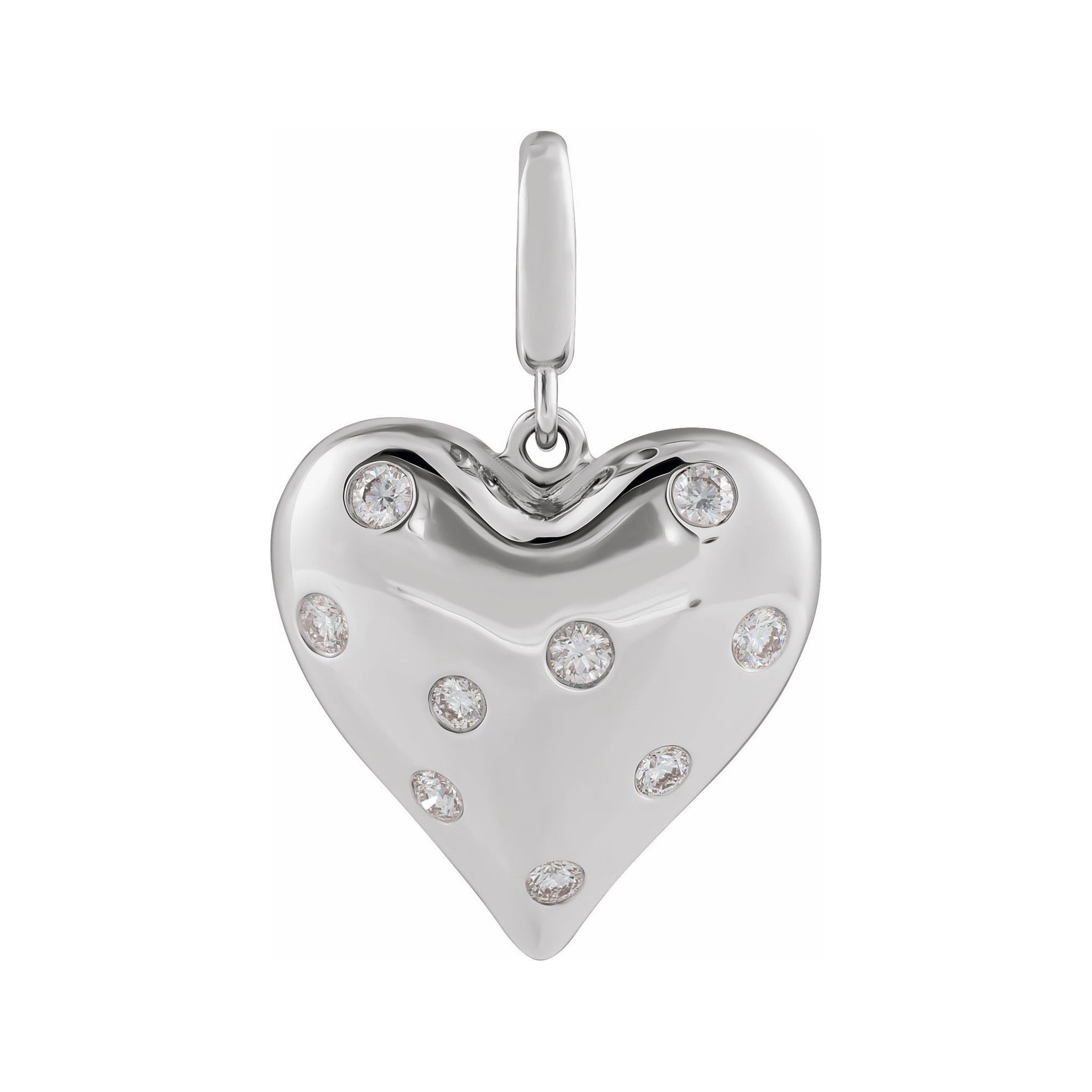 Sapphire Row Lab-Grown Diamond Puffed Heart Charm - 14K White Gold
