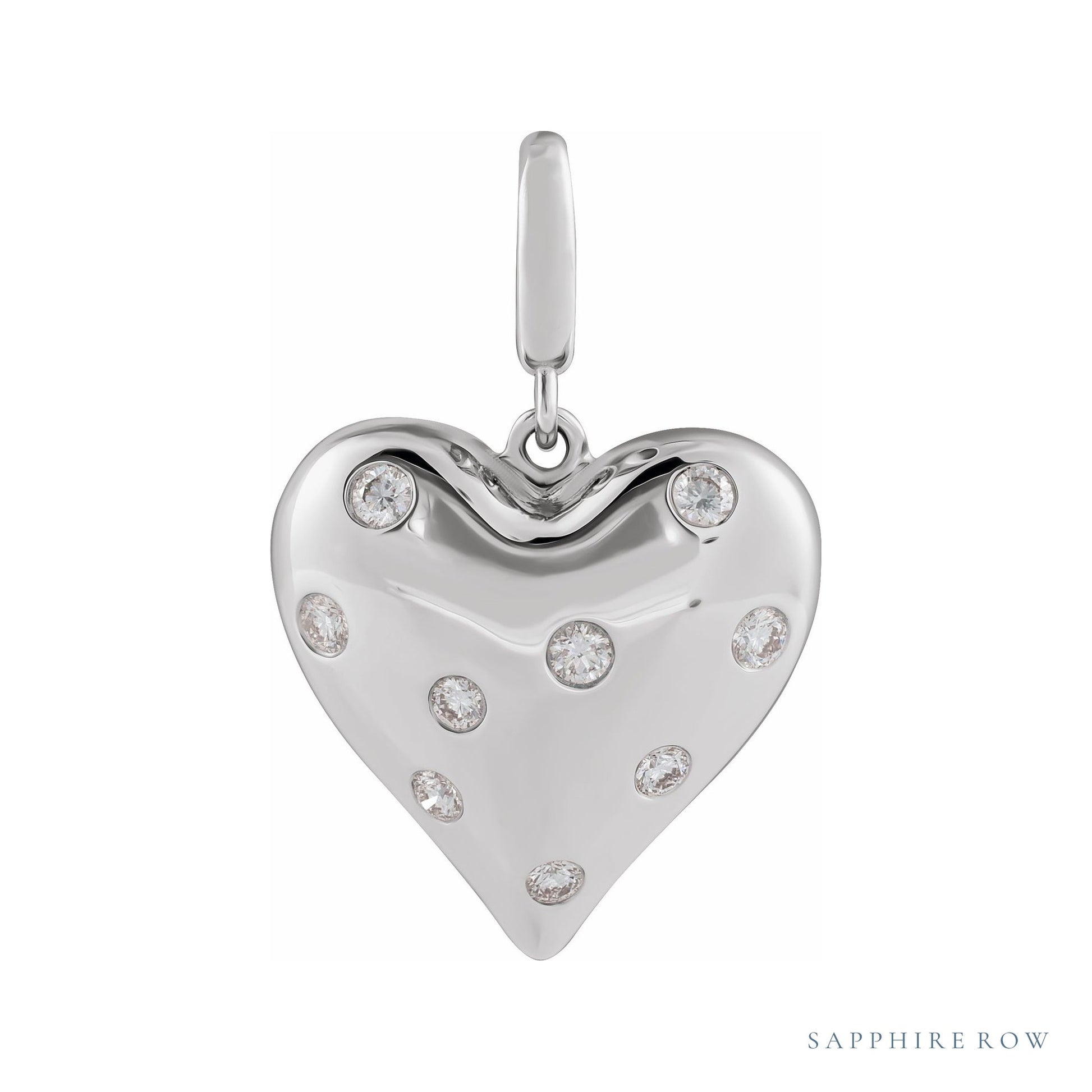 Sapphire Row Lab-Grown Diamond Puffed Heart Charm - 14K White Gold
