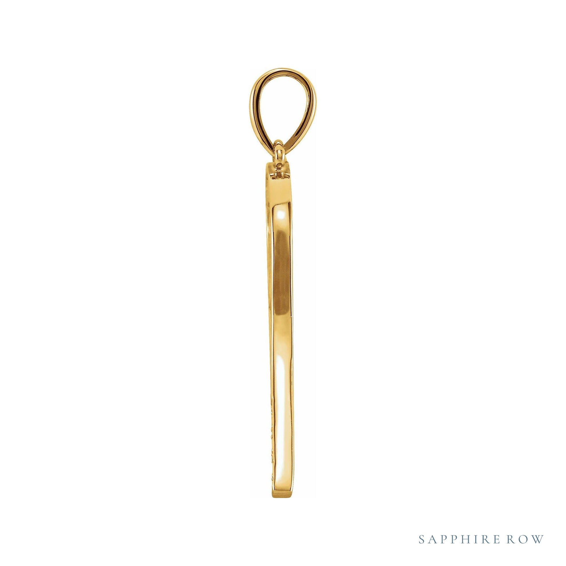 Sapphire Row Natural Diamond Tennis Racquet Pendant - 14K Yellow Gold (view 2)
