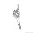 Sapphire Row Natural Diamond Tennis Racquet Pendant - 14K White Gold