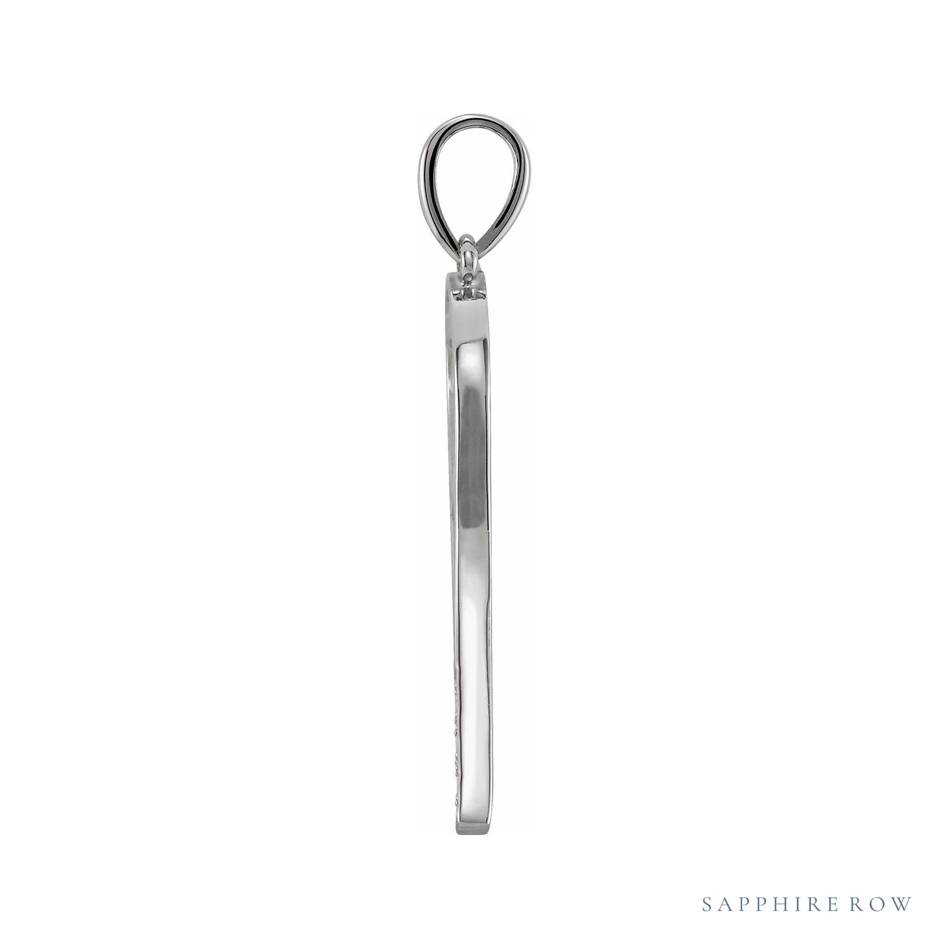 Sapphire Row Natural Diamond Tennis Racquet Pendant - 14K White Gold (view 2)