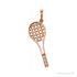 Sapphire Row Natural Diamond Tennis Racquet Pendant - 14K Rose Gold