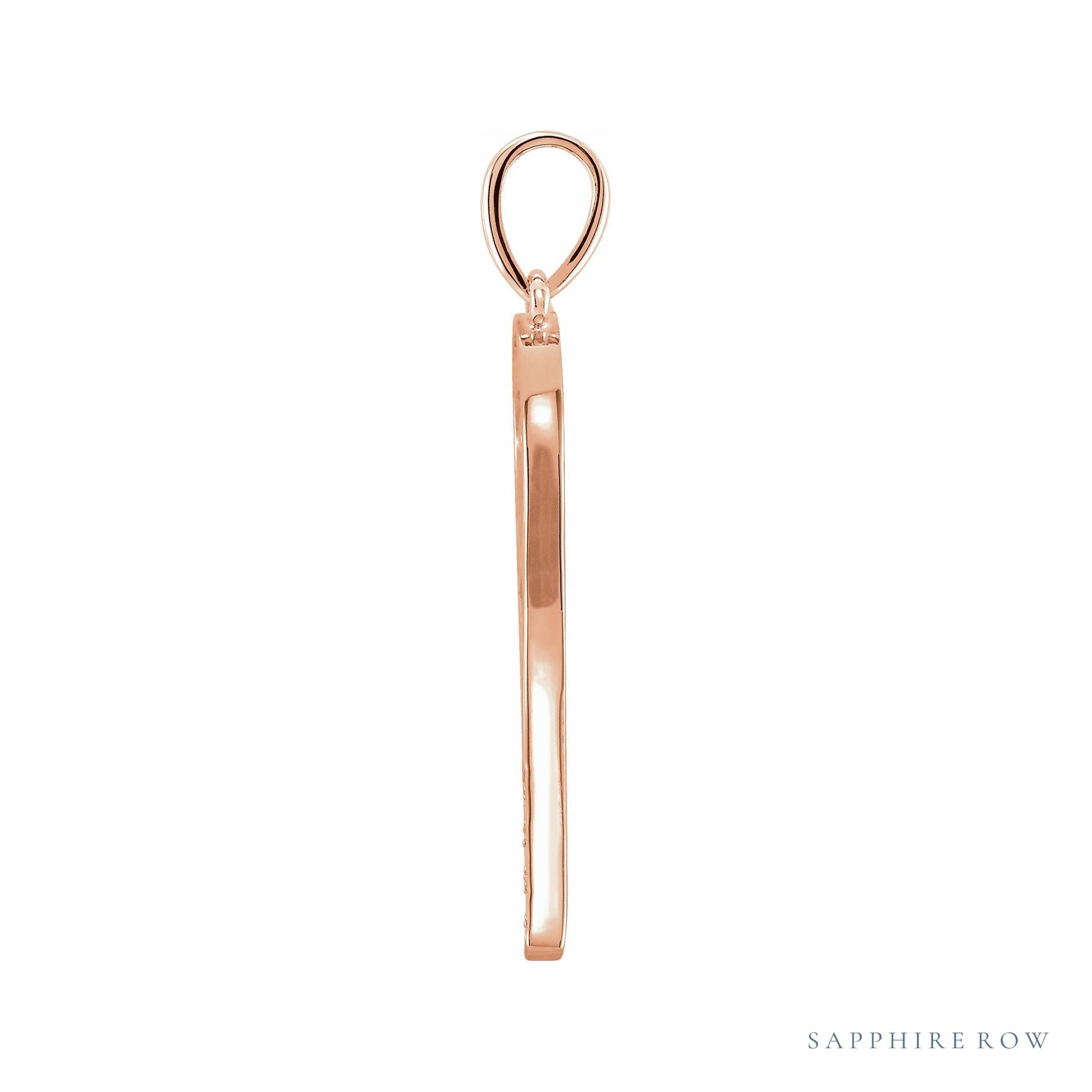 Sapphire Row Natural Diamond Tennis Racquet Pendant - 14K Rose Gold (view 2)