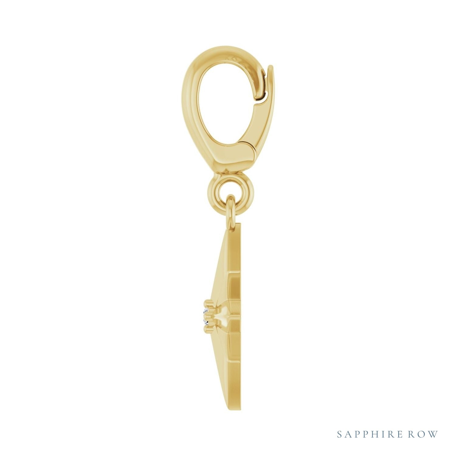 Sapphire Row Natural Diamond Star Pendant - 14K Yellow Gold (view 3)