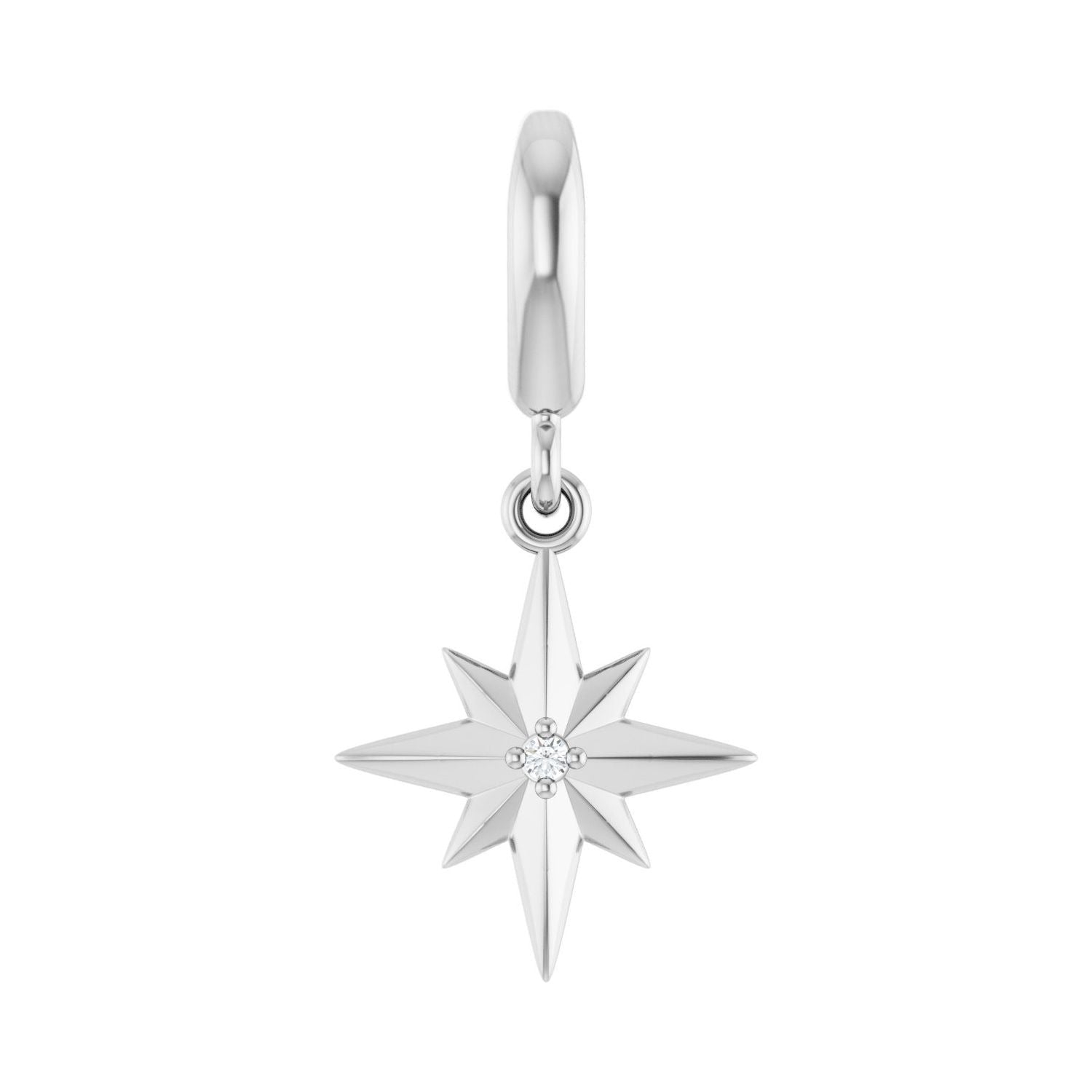 Sapphire Row Natural Diamond Star Pendant - 14K White Gold