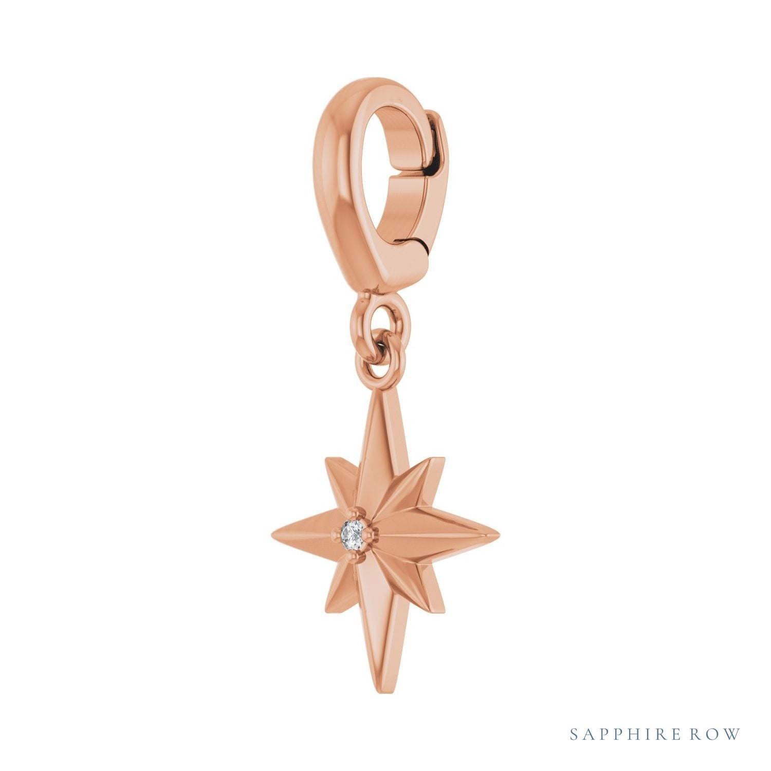 Sapphire Row Lab-Grown Diamond Star Pendant - 14K Rose Gold