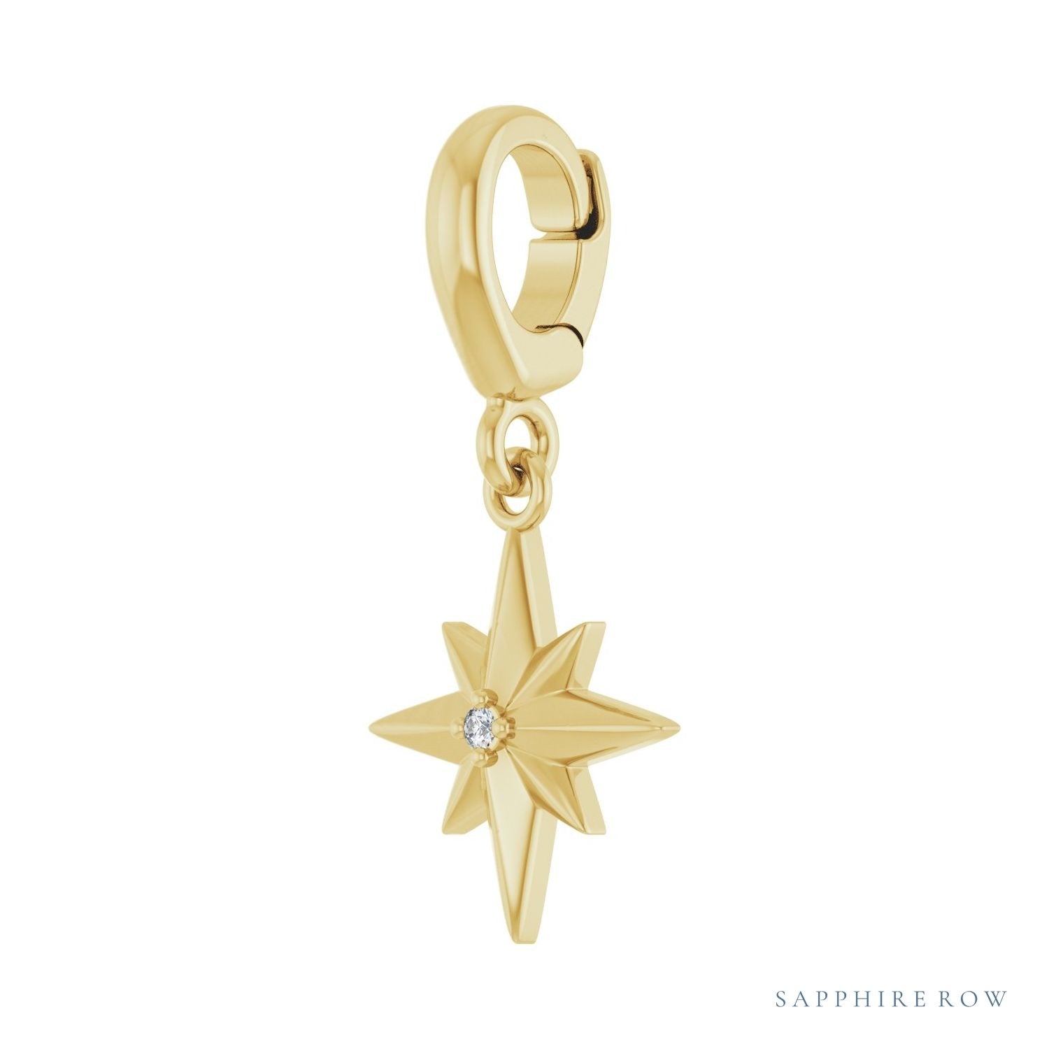 Sapphire Row Lab-Grown Diamond Star Pendant - 14K Yellow Gold (view 2)