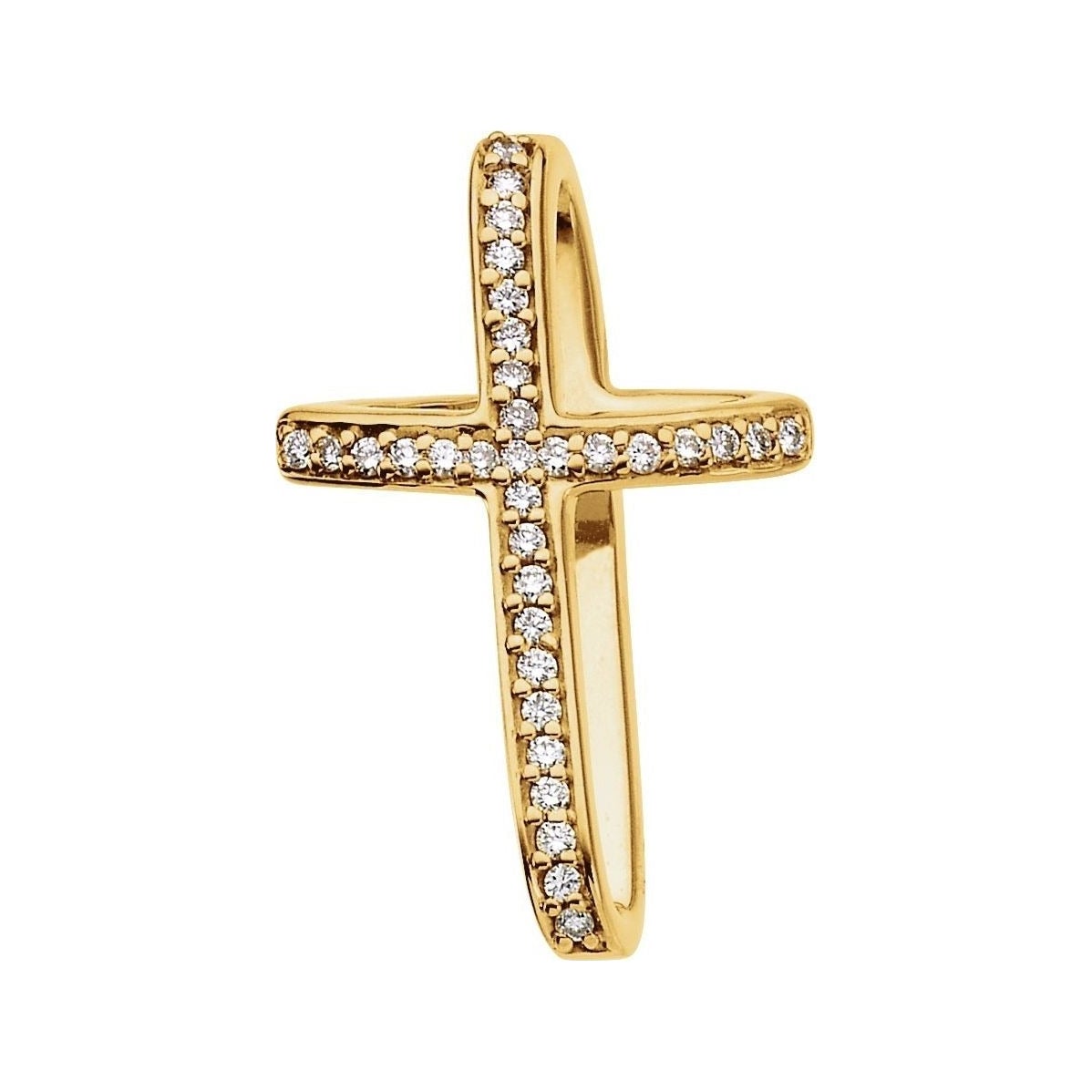 Sapphire Row Natural Diamond Pavé Cross Pendant - 14K Yellow Gold