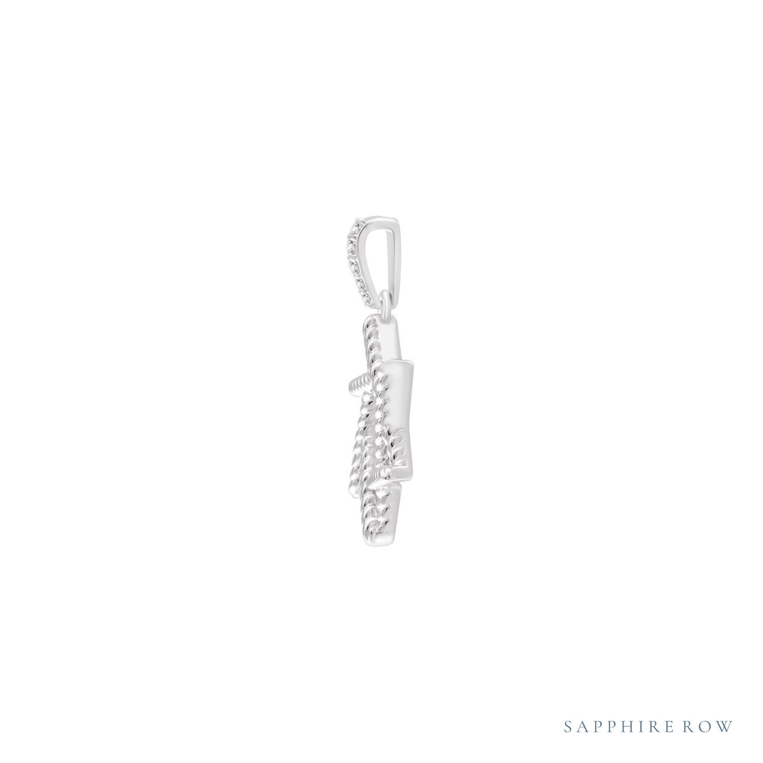 Sapphire Row Natural Diamond Twisted Rope Star of David Pendant - 14K White Gold (view 2)