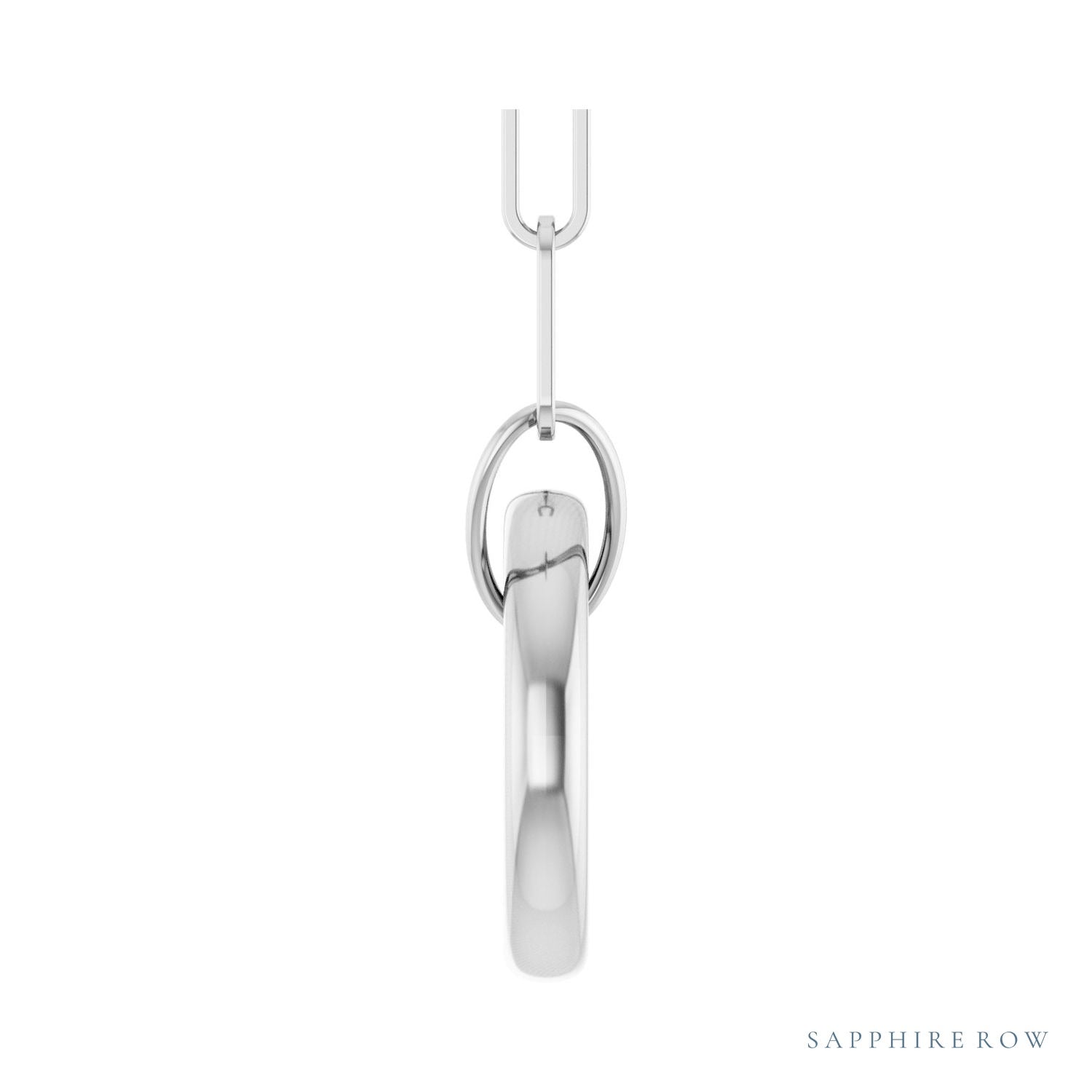 Sapphire Row Gold Circle Carabiner Necklace - 14K White Gold, 16" (view 3)