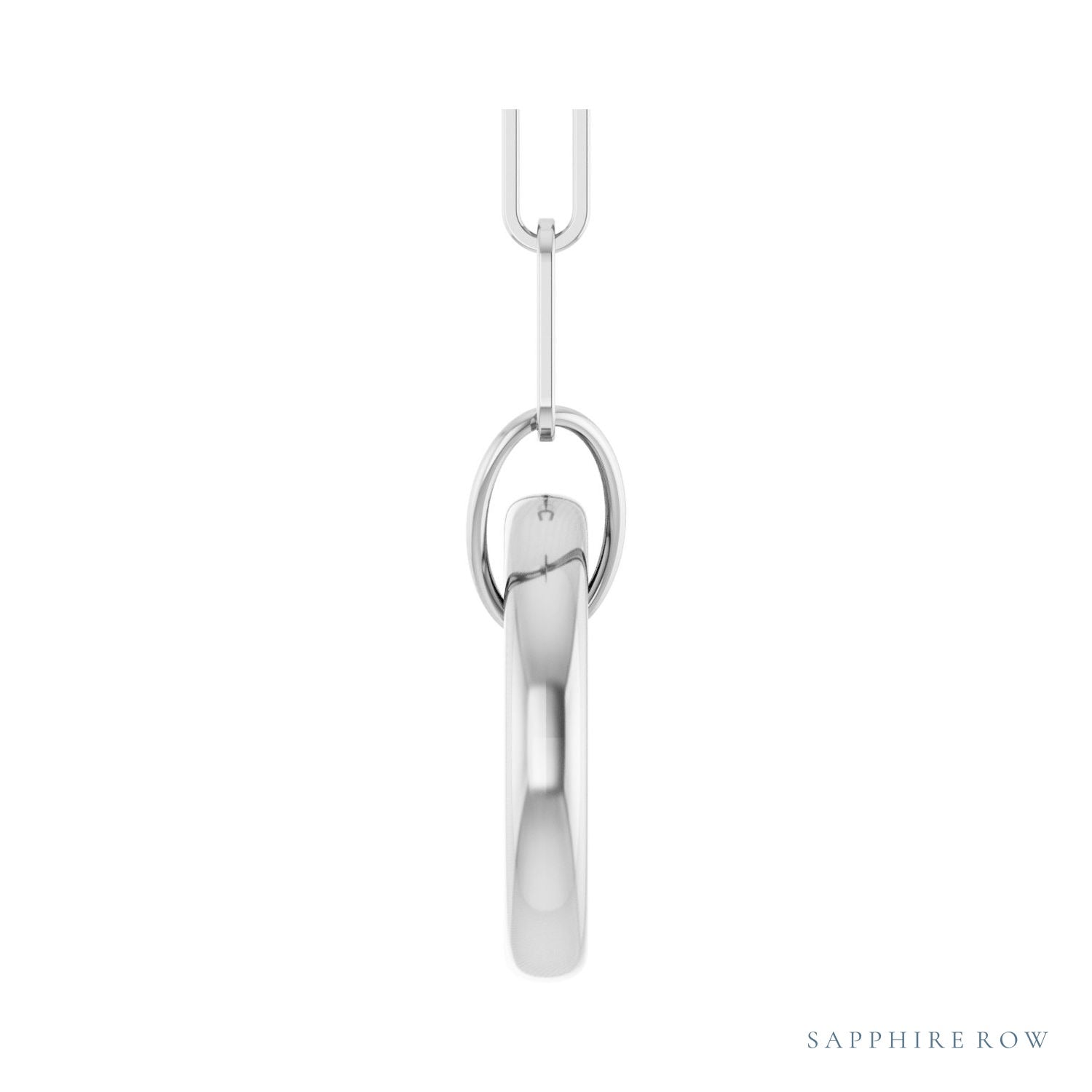 Sapphire Row Gold Circle Carabiner Necklace - 14K White Gold, 18" (view 3)