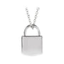 Sapphire Row Engravable Lock Necklace - 14K White Gold
