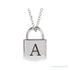 Sapphire Row Engravable Lock Necklace - 14K White Gold (view 3)
