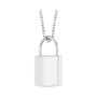 Sapphire Row Engravable Lock Necklace - Platinum, Large (view 2)