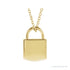 Sapphire Row Engravable Lock Necklace - 14K Yellow Gold