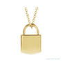 Sapphire Row Engravable Lock Necklace - 14K Yellow Gold