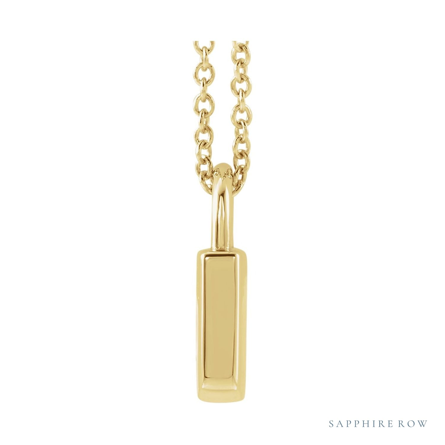 Sapphire Row Engravable Lock Necklace - 14K Yellow Gold (view 2)
