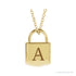 Sapphire Row Engravable Lock Necklace - 14K Yellow Gold (view 3)
