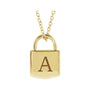 Sapphire Row Engravable Lock Necklace - 14K Yellow Gold (view 3)