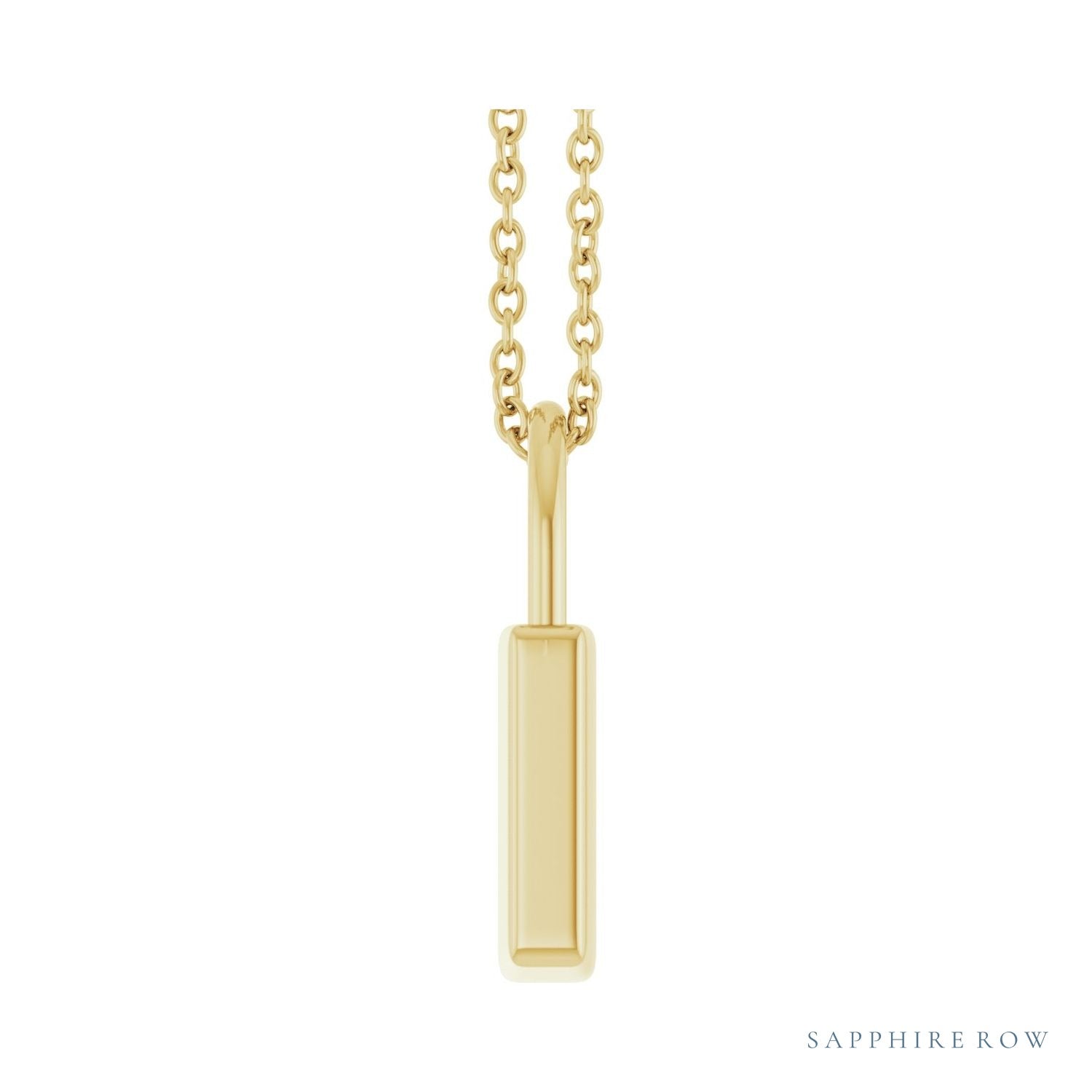 Sapphire Row Engravable Lock Necklace - 14K Yellow Gold, Large (view 3)
