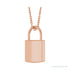 Sapphire Row Engravable Lock Necklace - 14K Rose Gold, Large (view 2)