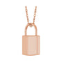 Sapphire Row Engravable Lock Necklace - 14K Rose Gold, Large (view 2)
