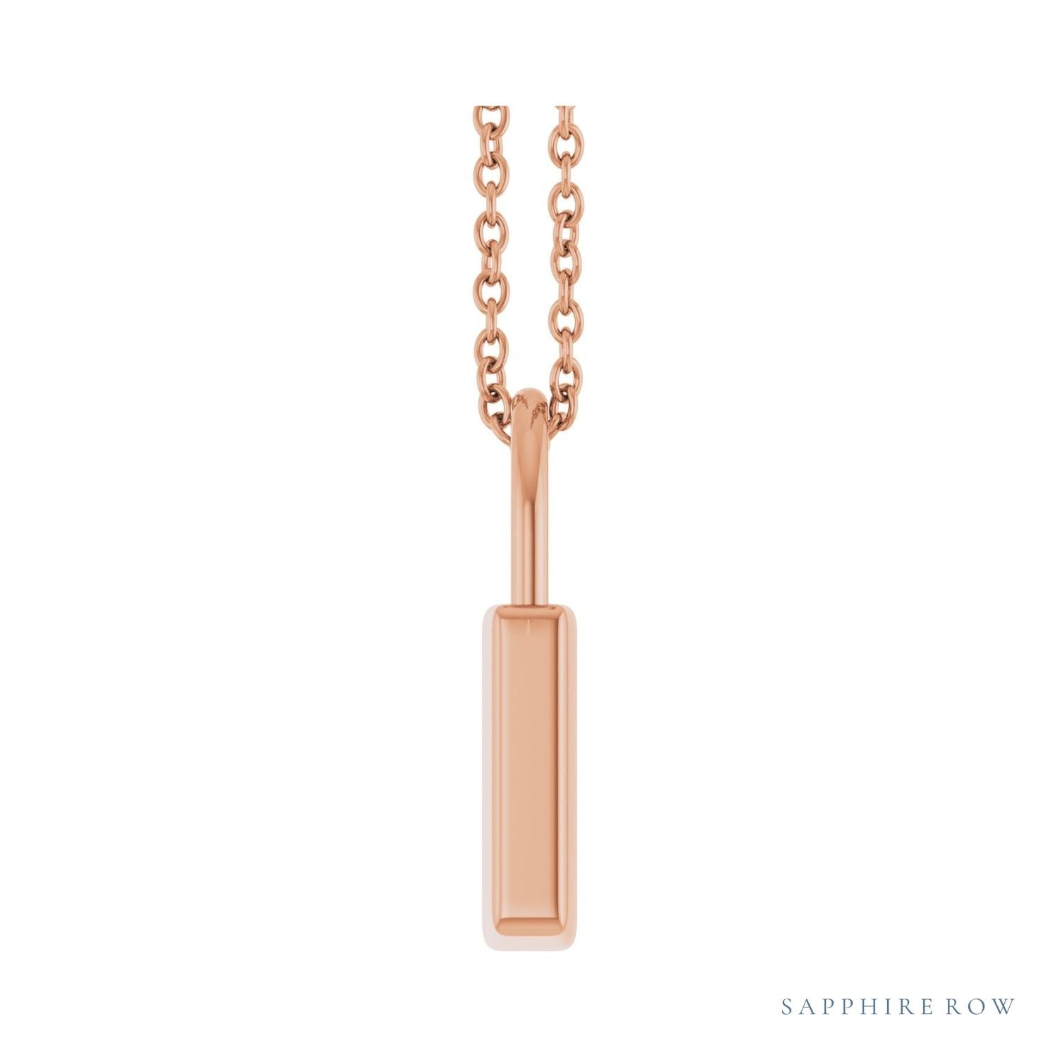 Sapphire Row Engravable Lock Necklace - 14K Rose Gold, Large (view 3)
