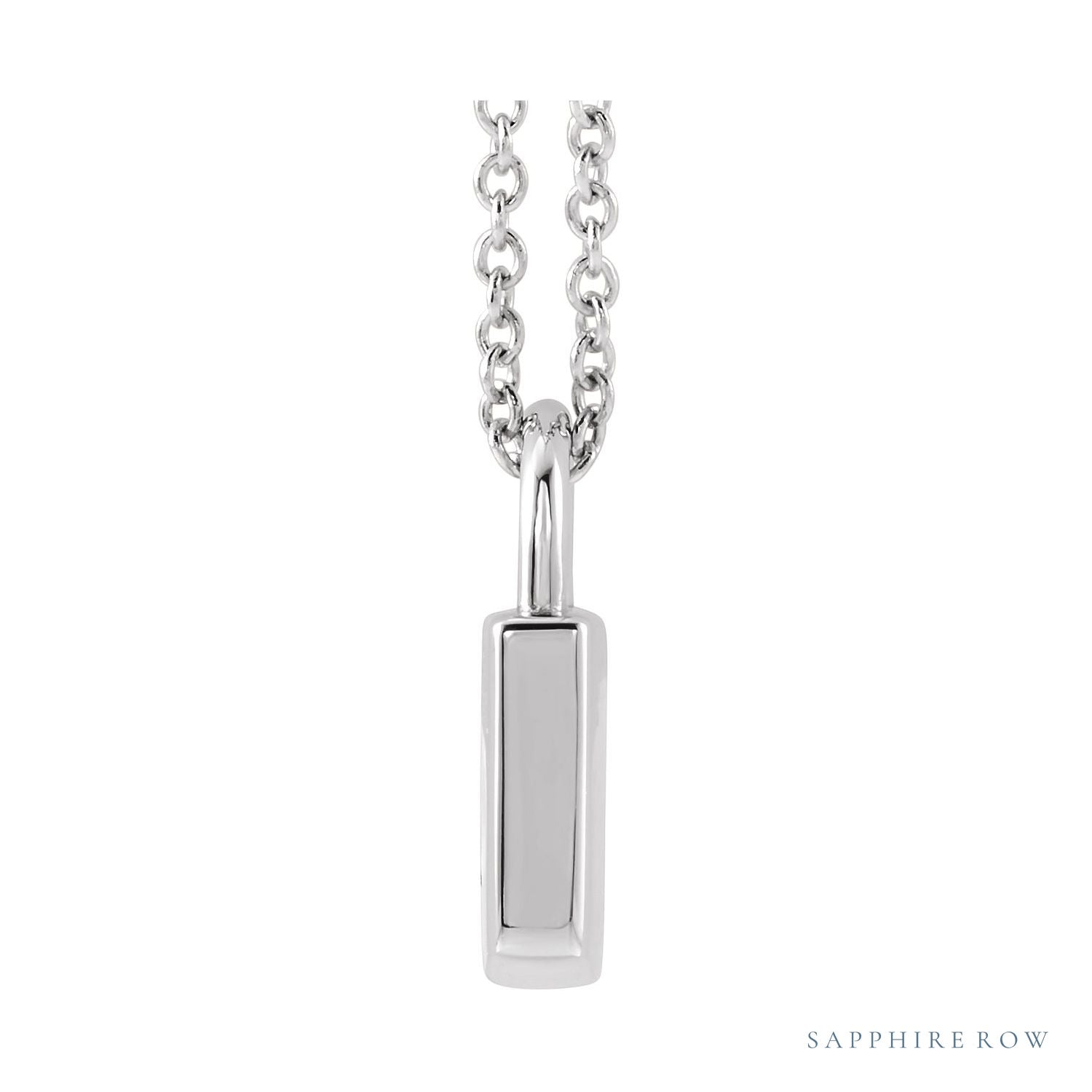 Sapphire Row Engravable Lock Necklace - Platinum (view 2)