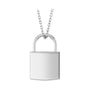 Sapphire Row Engravable Lock Necklace - 14K White Gold, Large