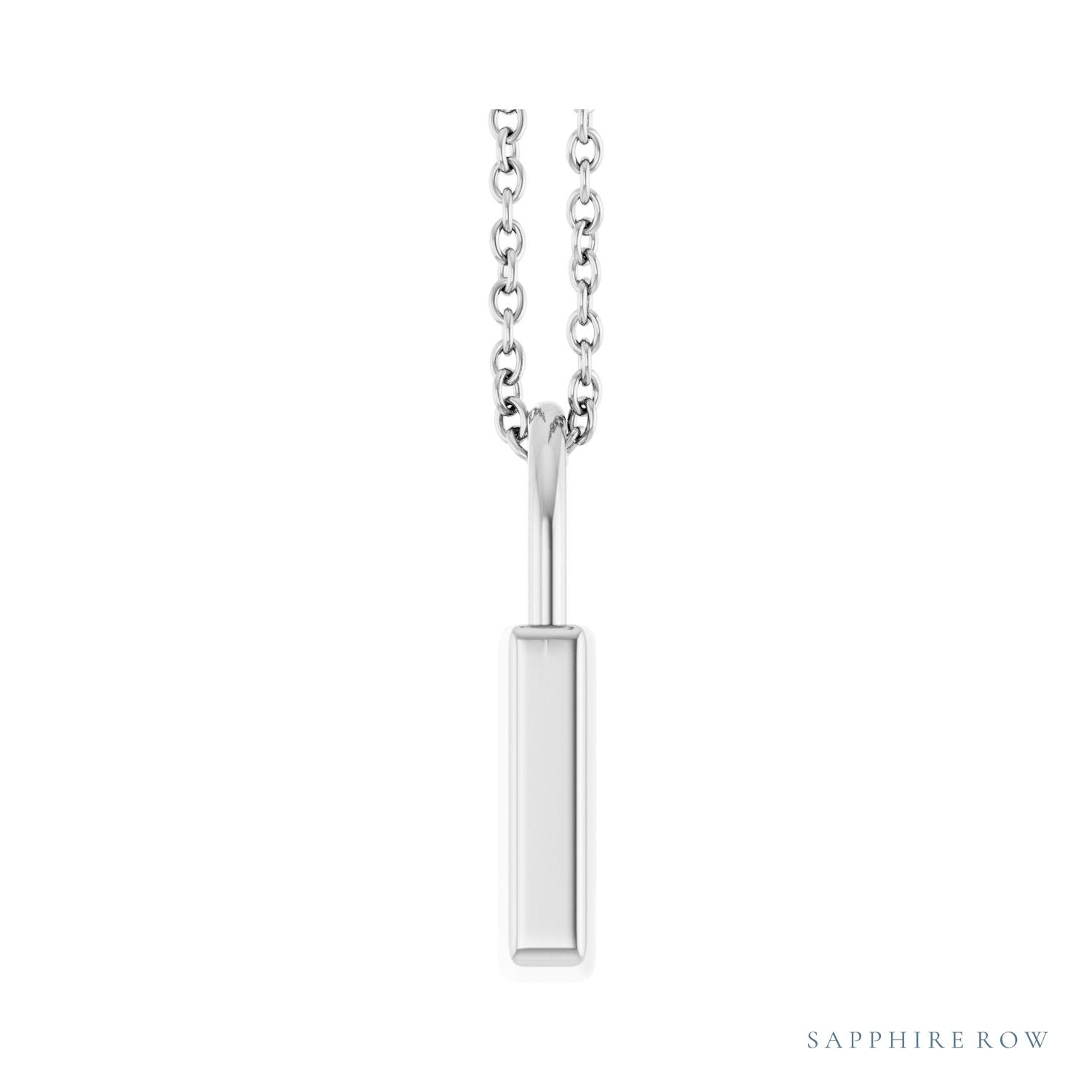 Sapphire Row Engravable Lock Necklace - 14K White Gold, Large (view 3)