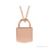 Sapphire Row Engravable Lock Necklace - 14K Rose Gold