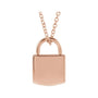 Sapphire Row Engravable Lock Necklace - 14K Rose Gold