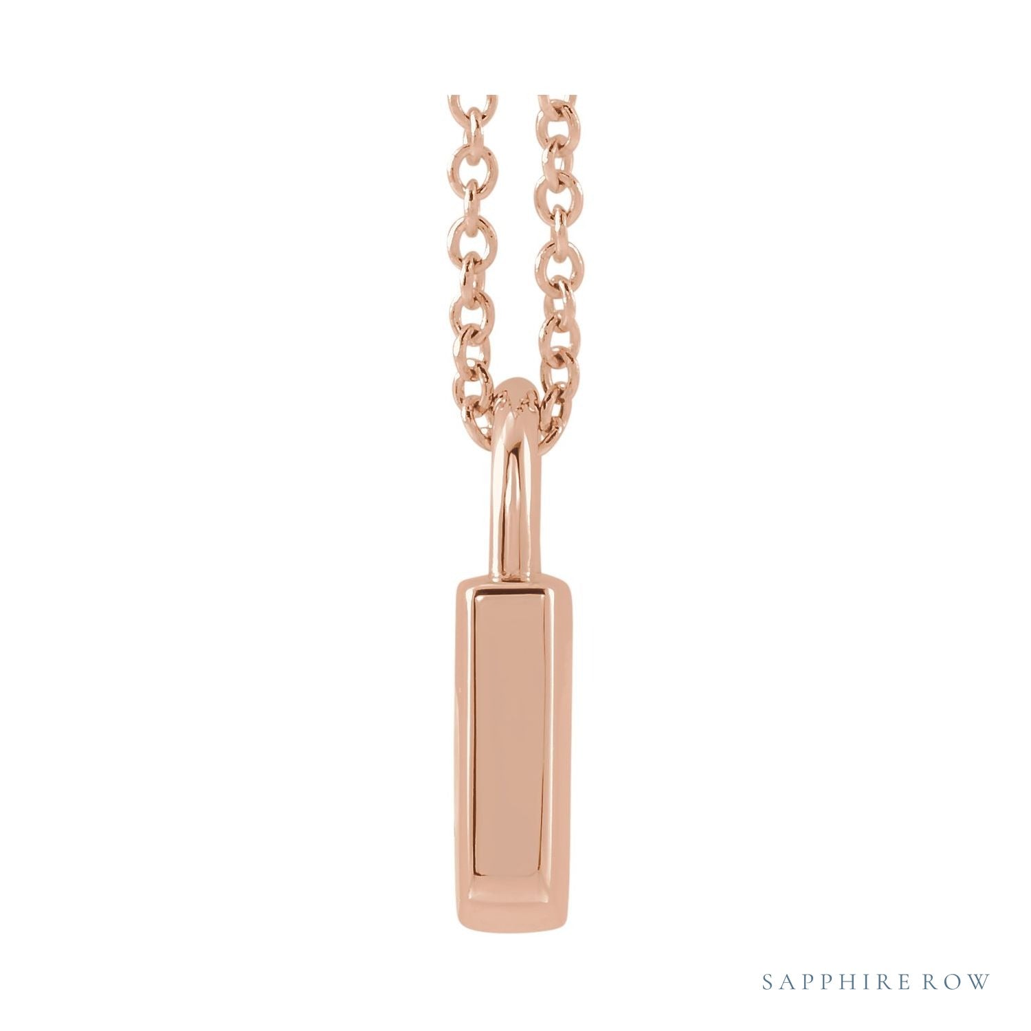 Sapphire Row Engravable Lock Necklace - 14K Rose Gold (view 2)