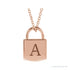 Sapphire Row Engravable Lock Necklace - 14K Rose Gold (view 3)